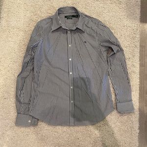 Lauren Ralph Lauren Black White Women Button Down Business Casual shirt Non Iron